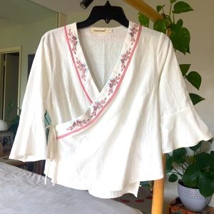 🎈Floral Asian Wrap Top